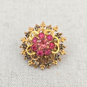 Vintage Pink & Gold Brooch